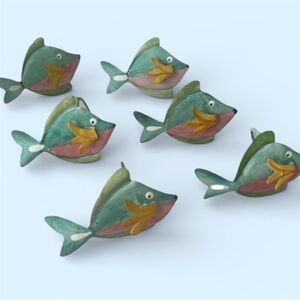 Set of 6 Vintage Tropical Angel Fish Napkin Rings